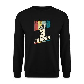 3. Geburtstag Legendär Seit 3 Jahren Legende 3 - Unisex Pullover - Schwarz - Vorne - Alina (178cm) & Michal (187cm)