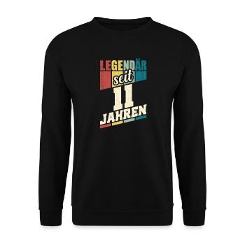 11. Geburtstag Legendär Seit 11 Jahren Legende 11 - Unisex Pullover - Schwarz - Vorne - Alina (178cm) & Michal (187cm)