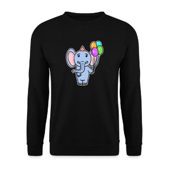 Elefant Geburtstag Luftballon - Unisex Pullover - Schwarz - Vorne - Alina (178cm) & Michal (187cm)