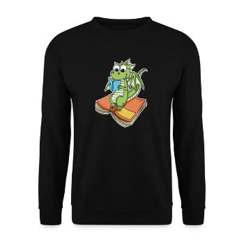 Bücher Drache Drachen - Unisex Pullover - Schwarz - Vorne - Alina (178cm) & Michal (187cm)