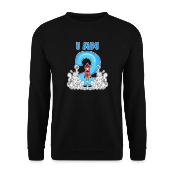 2 Birthday Boy Astronaut Rocket - deux ans - Sweat-shirt Unisexe - noir - Devant - Alina (178cm) & Michal (187cm)