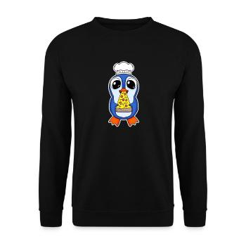 Gourmet Penguin Pizza - Unisex Sweatshirt - black - Front - Alina (178cm) & Michal (187cm)