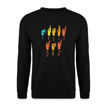 Proud Dad Regenbogenhände - Unisex Pullover - Schwarz - Vorne - Alina (178cm) & Michal (187cm)