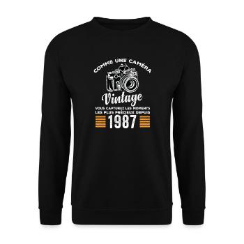 Caméra vintage 1987 cadeau anniversaire humour - Sweat-shirt Unisexe - noir - Devant - Alina (178cm) & Michal (187cm)