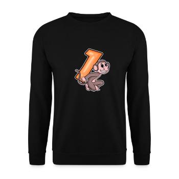 1 Birthday 1 Year Old with Animal Motif - One - Unisex Sweatshirt - black - Front - Alina (178cm) & Michal (187cm)