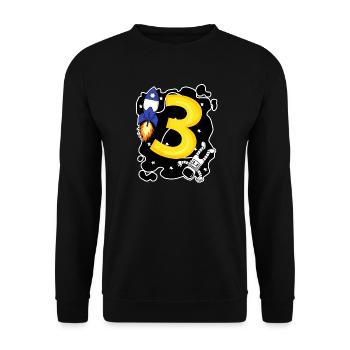 3 Birthday Boy Astronaut - Trois ans - Sweat-shirt Unisexe - noir - Devant - Alina (178cm) & Michal (187cm)