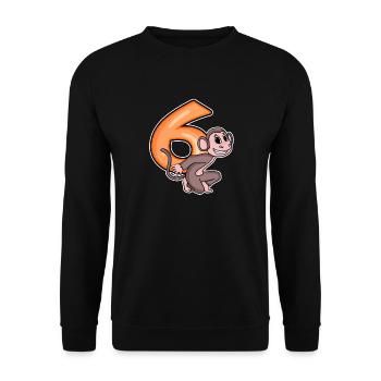 6 Birthday 6 years old with animal motif - six - Unisex Sweatshirt - black - Front - Alina (178cm) & Michal (187cm)