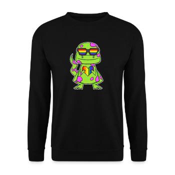 Dino Rainbow Heart Dinosaur - Unisex Sweatshirt - black - Front - Alina (178cm) & Michal (187cm)