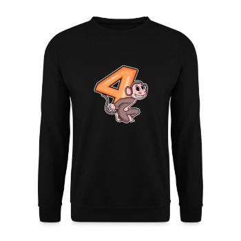 4 ans 4 ans avec motif animal - quatre - Sweat-shirt Unisexe - noir - Devant - Alina (178cm) & Michal (187cm)
