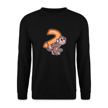 2 birthday 2 years old with animal motif - two - Unisex Sweatshirt - black - Front - Alina (178cm) & Michal (187cm)