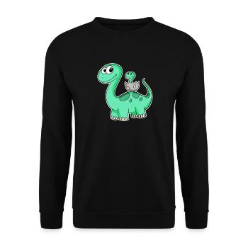 Dinosaure avec bébé dinosaure - Dino - Sweat-shirt Unisexe - noir - Devant - Alina (178cm) & Michal (187cm)