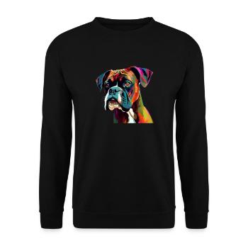 Boxer Dog Colorful - Unisex Sweatshirt - black - Front - Alina (178cm) & Michal (187cm)