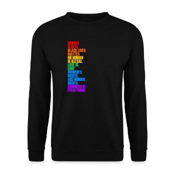 Science is real Love is Love - Unisex Pullover - Schwarz - Vorne - Alina (178cm) & Michal (187cm)