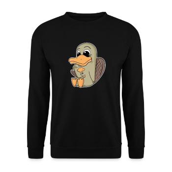 Platypus family - platypus with baby - Unisex Sweatshirt - black - Front - Alina (178cm) & Michal (187cm)