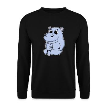 Nilpferd Familie - Nilpferd mit Baby - Unisex Pullover - Schwarz - Vorne - Alina (178cm) & Michal (187cm)