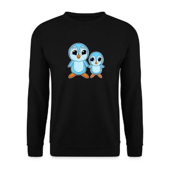 Penguin Family - Penguin with Baby - Penguin Motif - Unisex Sweatshirt - black - Front - Alina (178cm) & Michal (187cm)