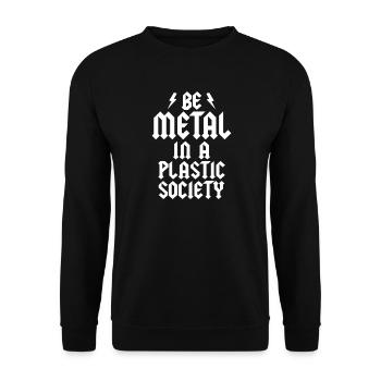 Be Metal In A Plastic Society French fries fork Metal - Unisex Sweatshirt - black - Front - Alina (178cm) & Michal (187cm)