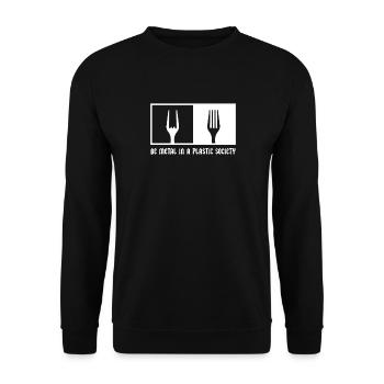 Be Metal In A Plastic Society French fries fork Metal - Unisex Sweatshirt - black - Front - Alina (178cm) & Michal (187cm)
