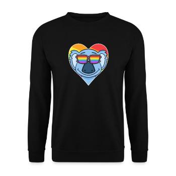 Rainbow - Koala with glasses and heart - Unisex Sweatshirt - black - Front - Alina (178cm) & Michal (187cm)