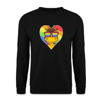 Rainbow - giraffe with glasses and heart - Unisex Sweatshirt - black - Front - Alina (178cm) & Michal (187cm)