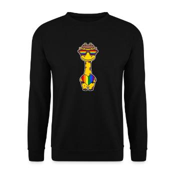 Rainbow - giraffe with glasses and heart - Unisex Sweatshirt - black - Front - Alina (178cm) & Michal (187cm)