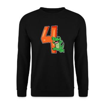 4 ans 4 ans avec motif animal - quatre - Sweat-shirt Unisexe - noir - Devant - Alina (178cm) & Michal (187cm)