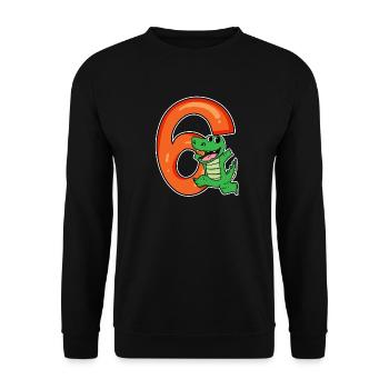 6 Birthday 6 years old with animal motif - six - Unisex Sweatshirt - black - Front - Alina (178cm) & Michal (187cm)