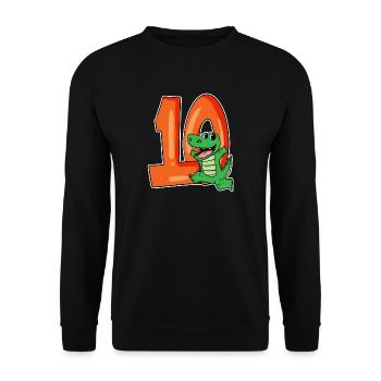 10 Geburtstag 10 Jahre alt mit Tier Motiv - zehn - Unisex Pullover - Schwarz - Vorne - Alina (178cm) & Michal (187cm)