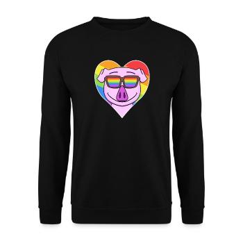 Rainbow - pig with glasses and heart - Unisex Sweatshirt - black - Front - Alina (178cm) & Michal (187cm)