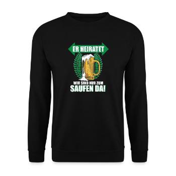 Junggesellenabschied Bier Saufen Team Bräutigam - Unisex Pullover - Schwarz - Vorne - Alina (178cm) & Michal (187cm)