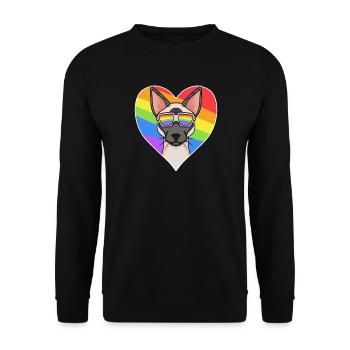 Rainbow - Cat Siamese cat with glasses and heart - Unisex Sweatshirt - black - Front - Alina (178cm) & Michal (187cm)