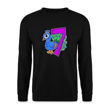 7 birthday 7 years old with animal motif - seven - Unisex Sweatshirt - black - Front - Alina (178cm) & Michal (187cm)