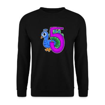 5 Birthday 5 years old with animal motif - five - Unisex Sweatshirt - black - Front - Alina (178cm) & Michal (187cm)