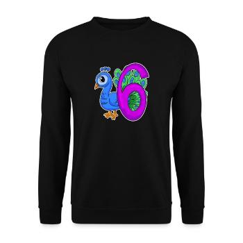 6 Birthday 6 years old with animal motif - six - Unisex Sweatshirt - black - Front - Alina (178cm) & Michal (187cm)