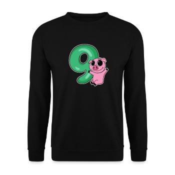 9 Birthday 9 years old with animal motif - nine - Unisex Sweatshirt - black - Front - Alina (178cm) & Michal (187cm)