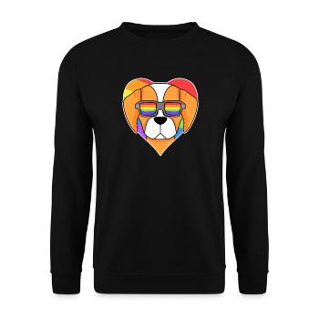 Rainbow - Dog Spaniel Breton with glasses - Unisex Sweatshirt - black - Front - Alina (178cm) & Michal (187cm)