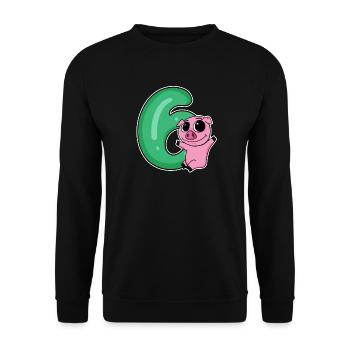 6 Anniversaire 6 ans avec motif animal - Six - Sweat-shirt Unisexe - noir - Devant - Alina (178cm) & Michal (187cm)