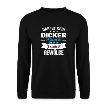 Das ist kein dicker Bauch das ist Feinkostgewölbe - Unisex Pullover - Schwarz - Vorne - Alina (178cm) & Michal (187cm)