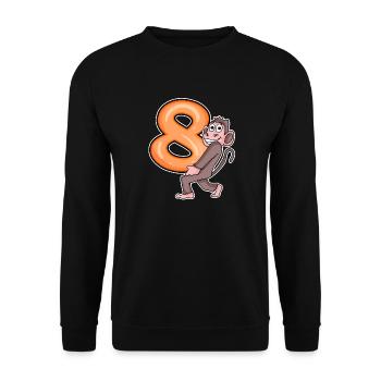 8 Birthday 8 years old with animal motif - eight - Unisex Sweatshirt - black - Front - Alina (178cm) & Michal (187cm)