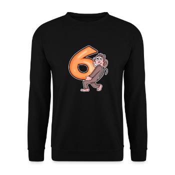 6 Birthday 6 years old with animal motif - six - Unisex Sweatshirt - black - Front - Alina (178cm) & Michal (187cm)