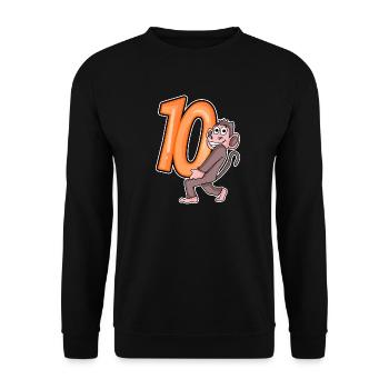 10 Geburtstag 10 Jahre alt mit Tier Motiv - zehn - Unisex Pullover - Schwarz - Vorne - Alina (178cm) & Michal (187cm)