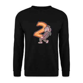 2 birthday 2 years old with animal motif - two - Unisex Sweatshirt - black - Front - Alina (178cm) & Michal (187cm)