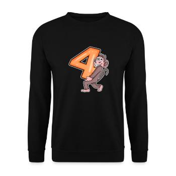 4 ans 4 ans avec motif animal - quatre - Sweat-shirt Unisexe - noir - Devant - Alina (178cm) & Michal (187cm)