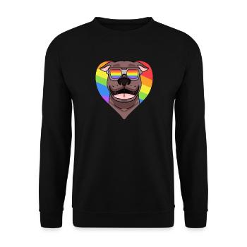 Rainbow - Dog Pit Bull with glasses - Unisex Sweatshirt - black - Front - Alina (178cm) & Michal (187cm)