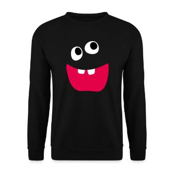 Naughty Monster Laughing Teeth Kids Comic Funny - Unisex Sweatshirt - black - Front - Alina (178cm) & Michal (187cm)
