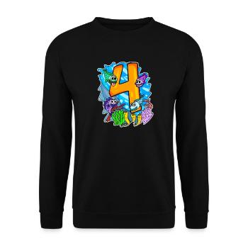 4 ans 4 ans avec motif animal - quatre - Sweat-shirt Unisexe - noir - Devant - Alina (178cm) & Michal (187cm)