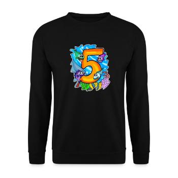 5 Birthday 5 years old with animal motif - five - Unisex Sweatshirt - black - Front - Alina (178cm) & Michal (187cm)