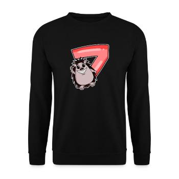 7 birthday 7 years old with animal motif - seven - Unisex Sweatshirt - black - Front - Alina (178cm) & Michal (187cm)