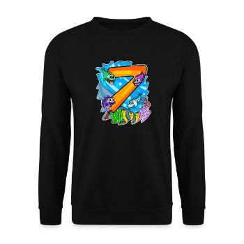 7 birthday 7 years old with animal motif - seven - Unisex Sweatshirt - black - Front - Alina (178cm) & Michal (187cm)