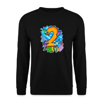 2 birthday 2 years old with animal motif - two - Unisex Sweatshirt - black - Front - Alina (178cm) & Michal (187cm)